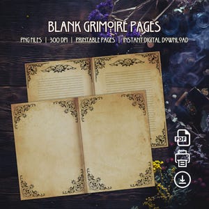 Printable Blank Grimoire Pages: Book of Shadows Templates (Digital Download)