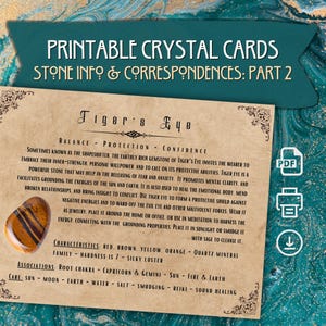 Printable Crystal Cards TEIL 2 | Vintage Papier Hintergrund | Kristall Info & Schriftkorrespondenzen | PNG-Dateien | 11 x 14 cm