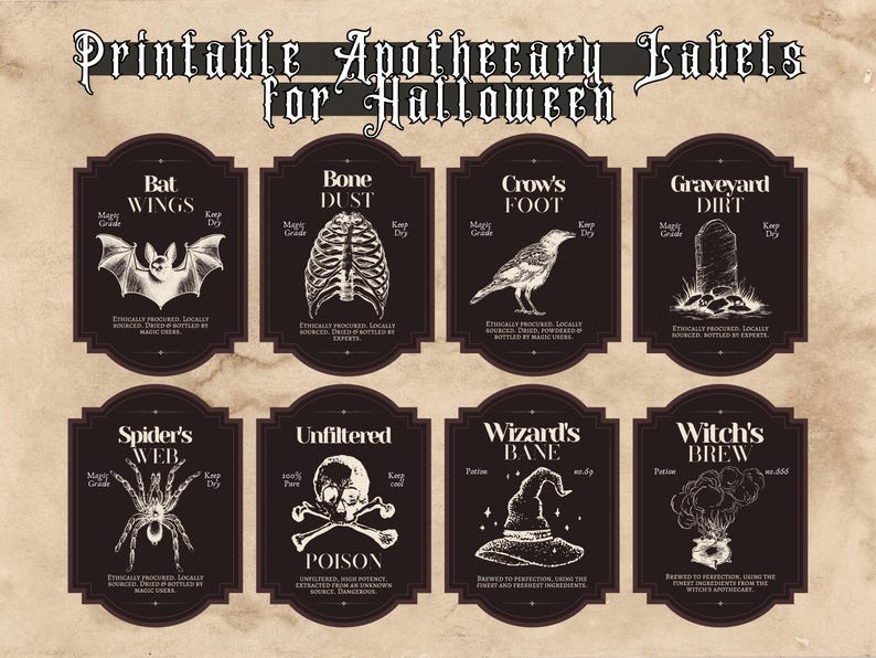 Printable Apothecary Label Set for Halloween | 3.78 X 5.23 Inches ...