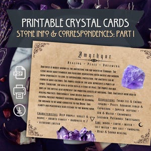 Tarjetas de cristal imprimibles PARTE 1 / Fondo de papel vintage / Información y correspondencias de cristales / Archivos PNG / 4,25 x 5,5 pulgadas