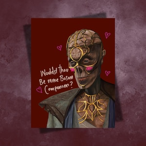 Tarjeta de San Valentín imprimible de Compañero del alma de Baldur's Gate / Plantilla de tarjeta de felicitación de 5 x 7 pulgadas / Arte de fan
