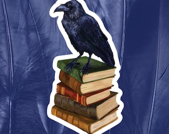 Bookish Raven Sticker: Dark Academia Style, Journaling, Gifts