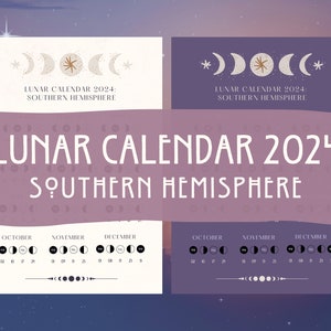 Printable Lunar Phase Calendar for Southern Hemisphere - Etsy