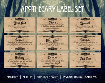 97 Green Witch Apothecary Labels: Herbs, Spices, Potions (Digital Files)