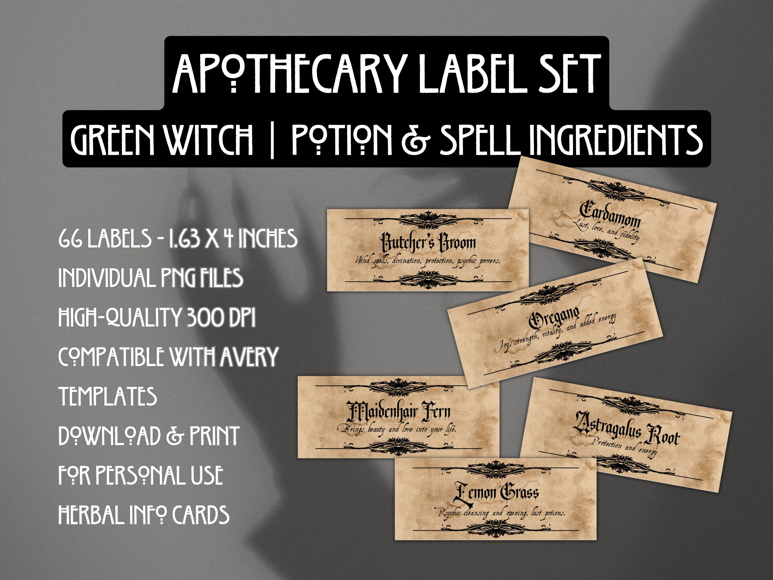 66 Apothecary Labels | Digital Download | Witchy Labels | Herbs ...