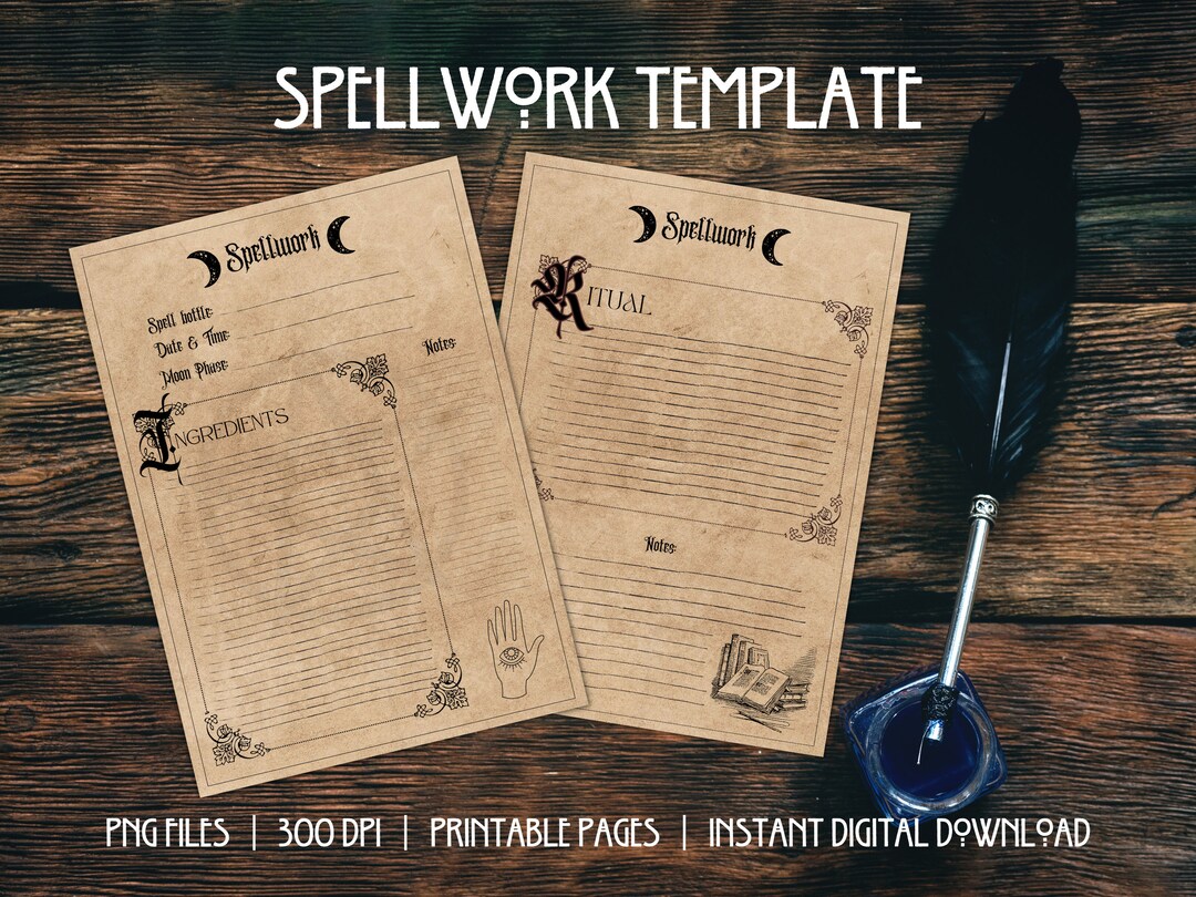 Printable Spellwork Templates Spell Bottle Record Sheet Witchcraft ...