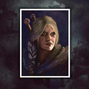 Ciri Fantasy Art Poster | Watercolour Textured Print | Game Room Wall Decor | Witcher-Inspired Artwork | Gift for Gamers | Unique Decoration
