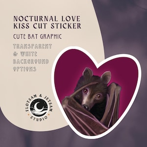 Nocturnal Love &#39;Cute Bat&#39; Kiss-Cut Stickers | Durable Vinyl Sticker | White and transparent options | 2 Sizes