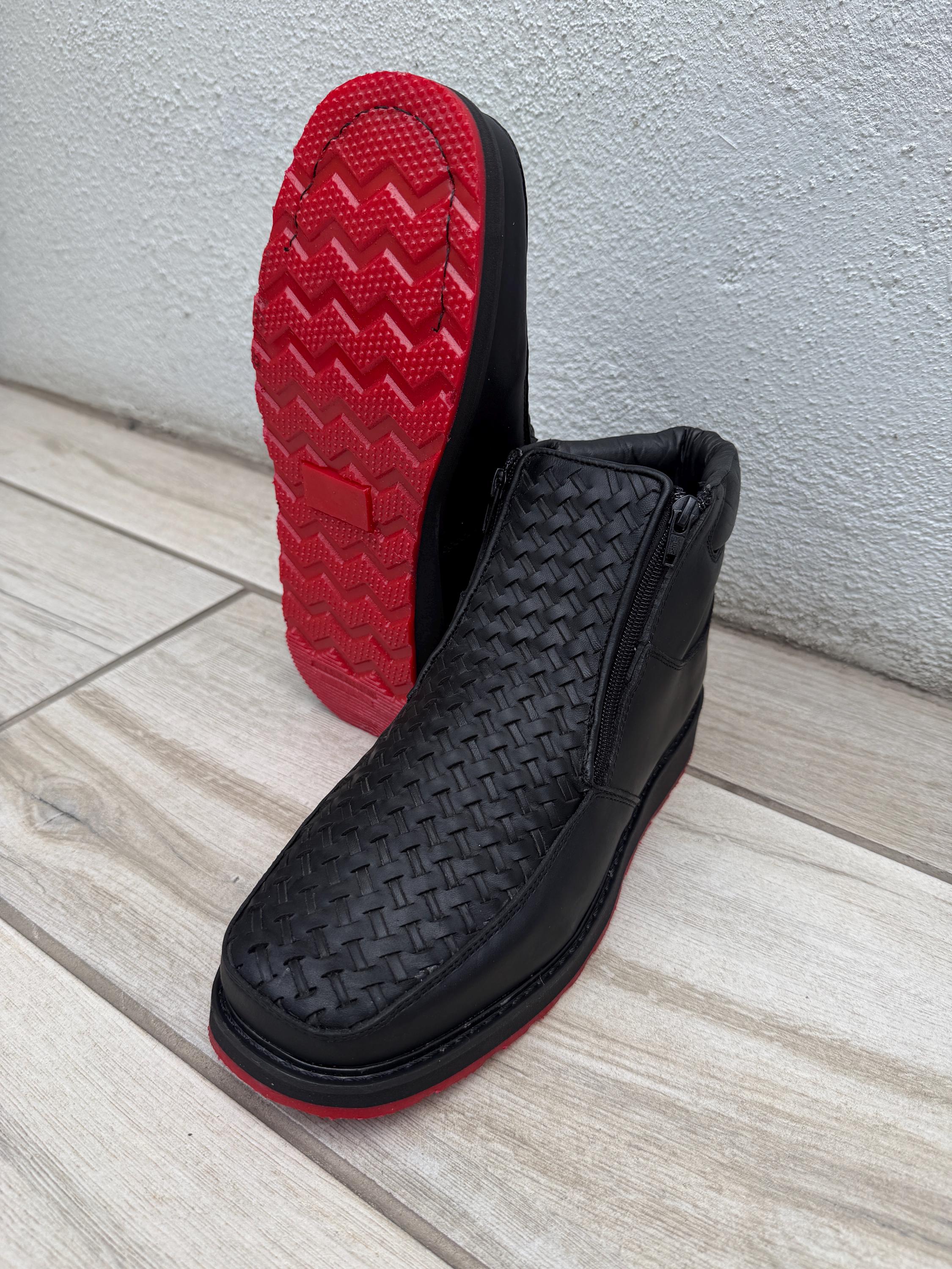 Fennix italy boot black alligator side zipper red bottom sole Fennix Italy Catalog main image 3