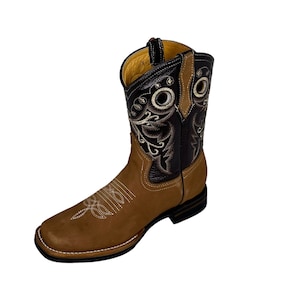 Authentieke Cowboylaarzen voor Vrouwen Lage Kuit Cowgirl Western Laarzen Borduurwerk Gestikte Vierkante Neus Lage Rubberen Hak Botas Vaqueras para Mujer