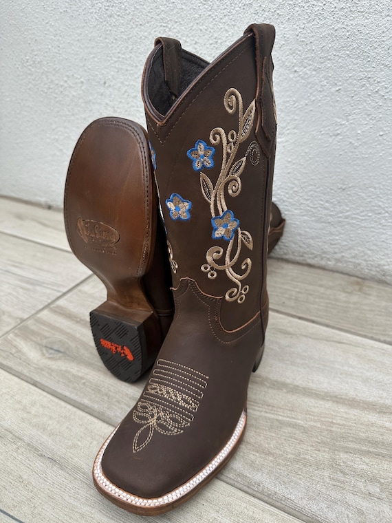 Vaquero Square Toe Cowboy Botas Vaqueras Estilo Rodeo WOMENS - Main Image