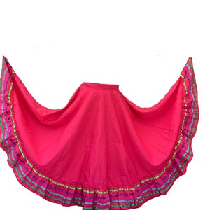 Kids and Womens Folklorico Half Cirlce Skirts, Falda Profesional de Medio Vuelo para Nina o Adulto Pink