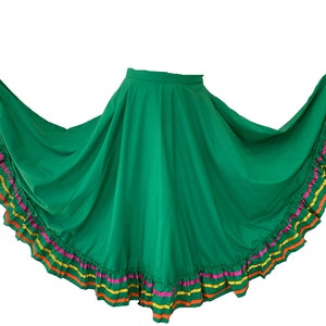Kids and Womens Folklorico Half Cirlce Skirts, Falda Profesional de Medio Vuelo para Nina o Adulto Green