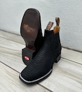 MENS COWBOY Boots black Nubuck snake skin square toe half boots boutines python Chelsea