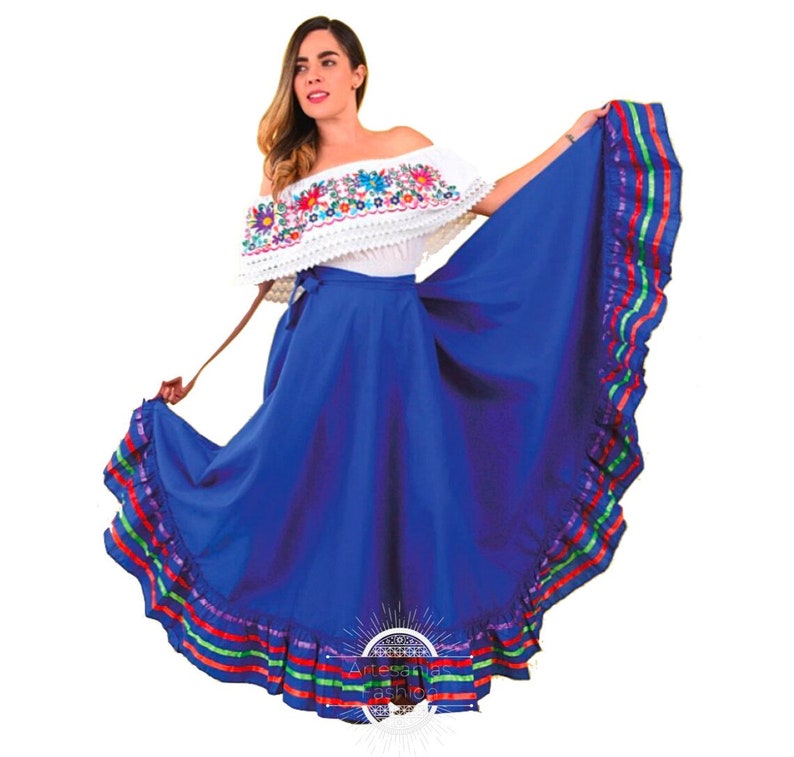 Kids and Womens Folklorico Half Cirlce Skirts, Falda Profesional de Medio Vuelo para Nina o Adulto image 10