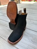 MENS COWBOY Boots Black genuine leather square toe half boots boutines Chelsea