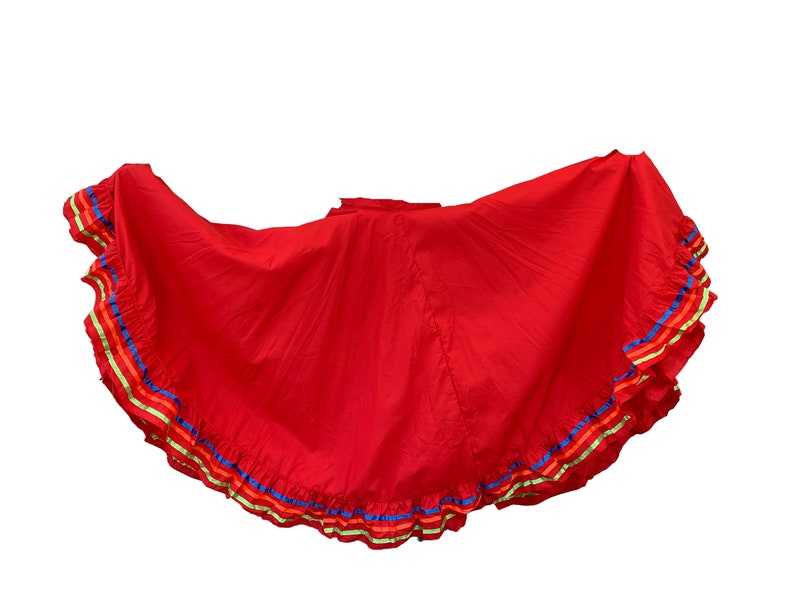 Kids and Womens Folklorico Half Cirlce Skirts, Falda Profesional de Medio Vuelo para Nina o Adulto Red