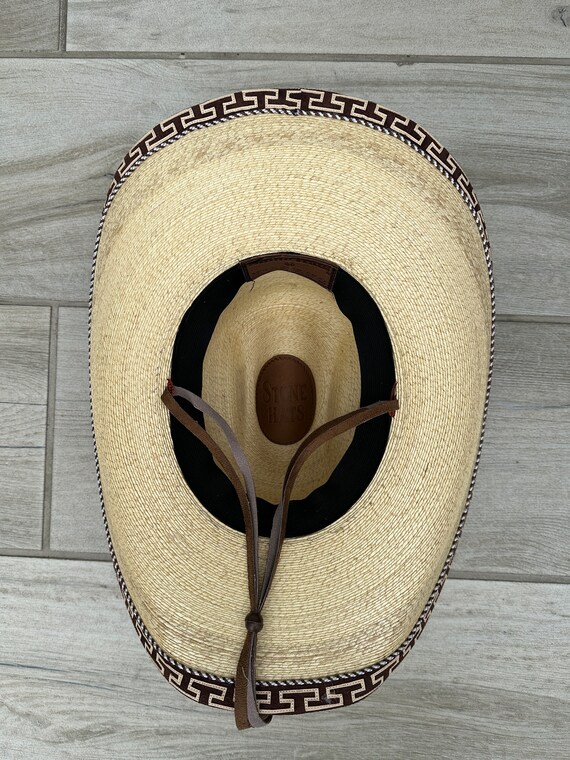 Sahuayo Palm Straw Cowboy Hat Shell Bead Band Size 7 1/8 Handwoven Sahuayo Palm Straw Cowboy Hat: Women main image 4