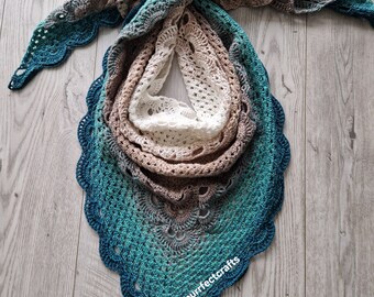 Śliczny szydełkowy szal, bawełniany szal, cotton shawl, crocheted shawl