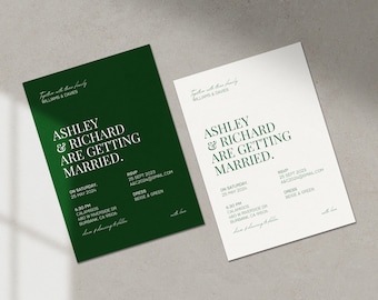 Elegante Hochzeitseinladungsvorlage | Minimalistische Hochzeitseinladung | Sofort Download | Ästhetische druckbare Hochzeitskarte | Canva Template