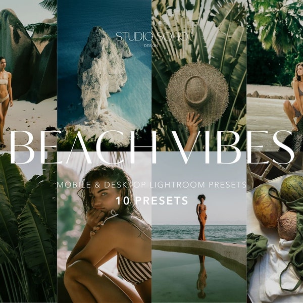 10 Beach Vibes Mobile Lightroom Presets | Coastal Aesthetic Presets for Instagram | Lifestyle Photo filters for Content Creator & Influencer