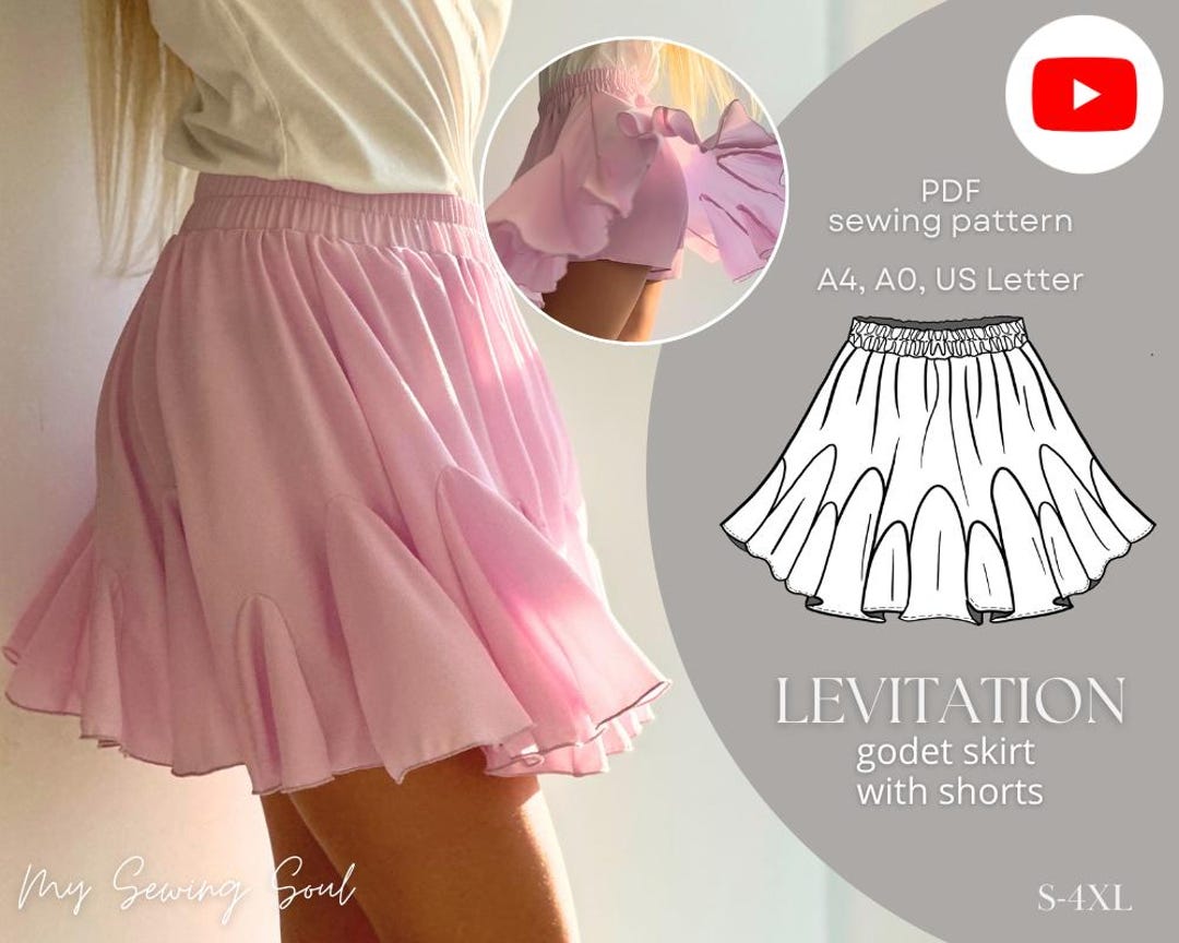 PDF Sewing Pattern Godet Mini Skirt With Shorts - Etsy