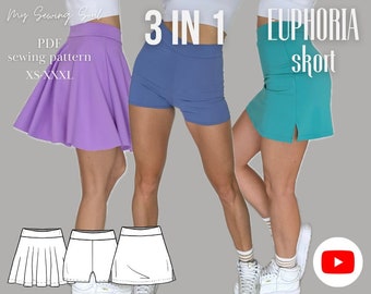 Patron de couture PDF jupe-short (jupe avec short)
