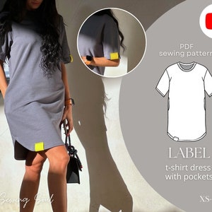 PDF sewing pattern T-shirt dress with pockets