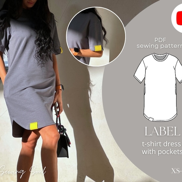 PDF sewing pattern T-shirt dress with pockets