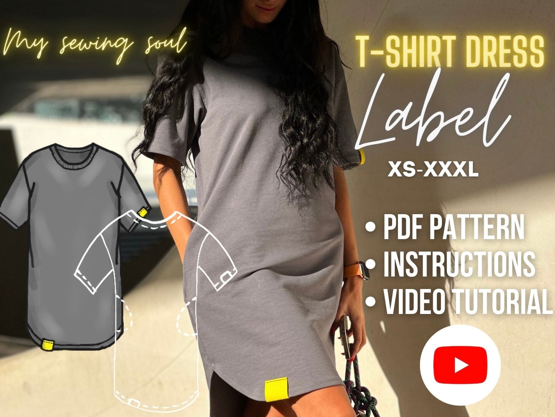 PDF Sewing Pattern T-shirt Dress With Pockets - Etsy