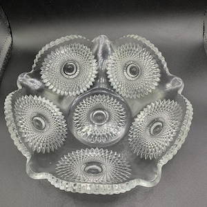 Antique Heisey glass Sunburst pattern Pressed Star Design Large Glass Bowl Circa 1903-1920