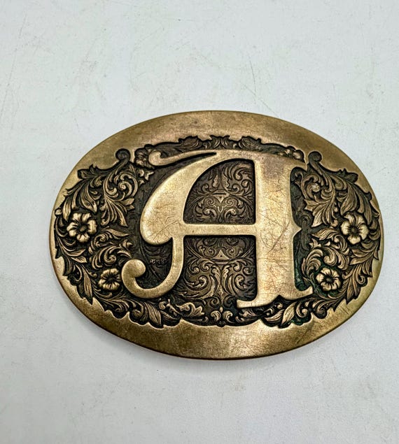 Solid Brass Vintage Monogram Initial ‘A’ Belt Buc… - image 2