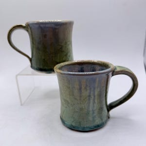 Handmade Crystalline Glaze Studio Art Pottery Coffee Mug Tea Cup Signed set of 2