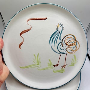 Denby Stoneware Flair Rooster 10” Dinner  Plate Circa 1955-69, Vintage MCM