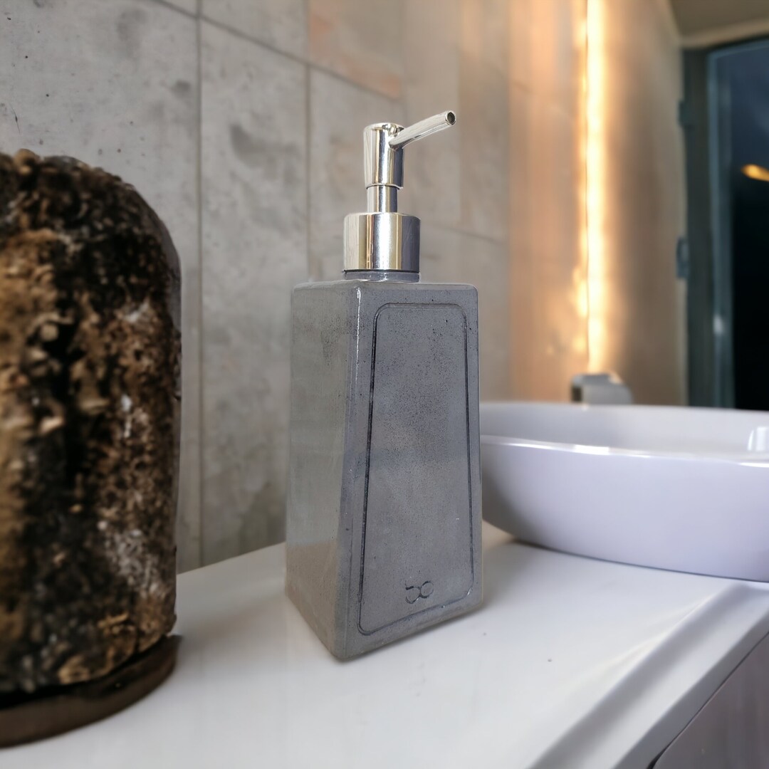 Concrete Soap Dispenser, Minimal Design, Bathroom Accessory, , Epoxy