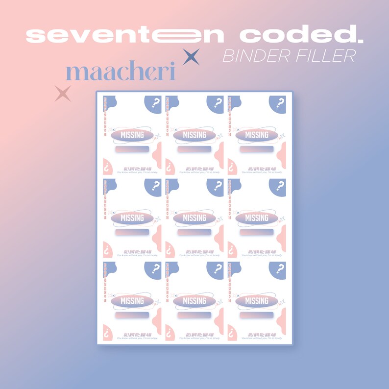 KPOP Photocard Binder Filler/placeholder SEVENTEEN Coded Etsy