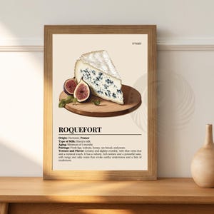 Küchenposter | Käse-Poster | Roquefort-Druck | Reisesouvenir | Geschenkidee | Frankreich-Reisedruck