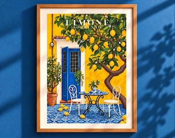 Sunny Italian Terrace with Lemon Tree Print