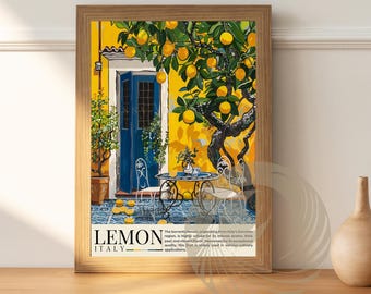 Kitchen Poster | Lemon Poster | Italy Poster | Travel Souvenir | Gift Idea | Italy Travel Print