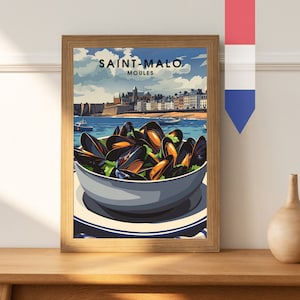 Cartel de cocina | Cartel de Saint-Malo | Impresión de moldes | Recuerdo de viaje | Idea de regalo | Impresión de viajes de Francia ? cartel de bretaña