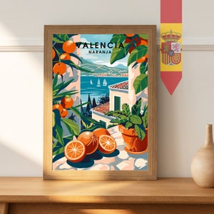 Keukenposter | Oranje affiche | Valencia-poster | reissouvenir | cadeau-idee | Spanje reisafdruk