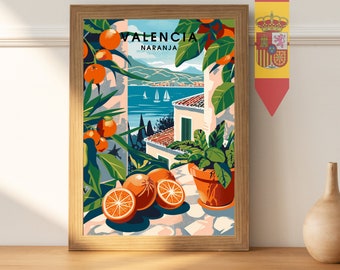 Poster Kitchen | Orange Poster | Valencia Poster | Travel Souvenir | Gift Idea |Spain Travel Print