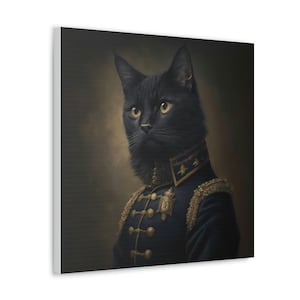 Military Cat Portrait Canvas Print | Optional Personalization | Ready to Hang | Cat Canvas | Cat Wall Art | Cat Lover Gift | Cat Home Decor