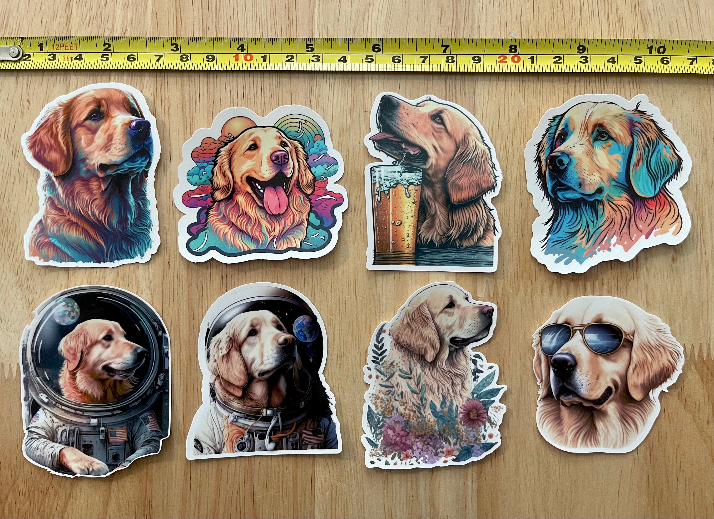 Golden Retriever Sticker Pack Weatherproof Stickers Dog Decals Set of 8