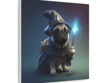 Wizard Pug Canvas Print | Optional Personalization | Ready to Hang | Pet Canvas | Pug Wall Art | Pug Lover Gift | Pug Home Decor