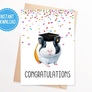Carte de graduation de cochon d’Inde Carte de cochon d’Inde Graduation Carte de cochon d’Inde imprimable Félicitations imprimables Carte de graduation Cochon d’Inde
