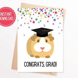 Carte de graduation de cochon d’Inde Carte de cochon d’Inde Graduation Carte de cochon d’Inde imprimable Félicitations imprimables Carte de graduation Cochon d’Inde