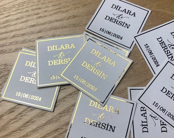 10 Square Stickers | Labels | Self-adhesive labels with gold foil | Personalize chocolate | Personalized stickers