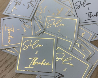 10 Square Stickers | Labels | Self-adhesive labels with gold foil | Personalize chocolate | Personalized stickers