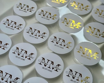 10 round stickers | Labels | Self-adhesive labels with gold or silver foil | Personalize party favors | Stickers for honey jars